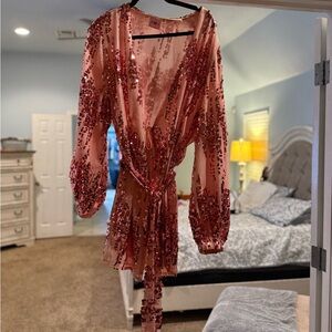 Buddy Love Rose Sequin Wrap Dress